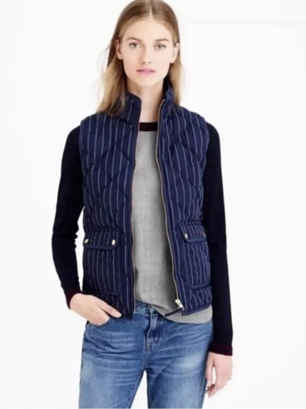 J. Crew Navy Quilted Vest